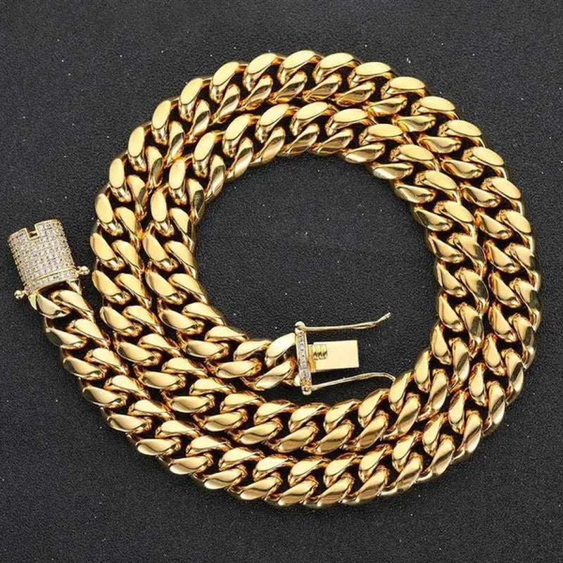 925 Silver Plated Chunky Necklace High Polished Stainless Steel Miami Curb Cuban Link Chain for Men 8/20/22/24/28/35 Inch (Quantity: 1Pcs)