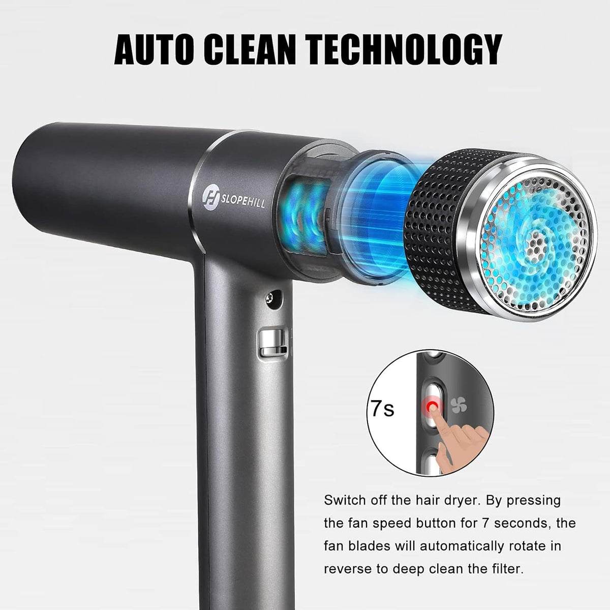Hair Dryer with Unique Brushless Motor | Intelligent Fault Diagnosis | Innovative Microfilter | Oxy Active Technology | Led Display (Grey)