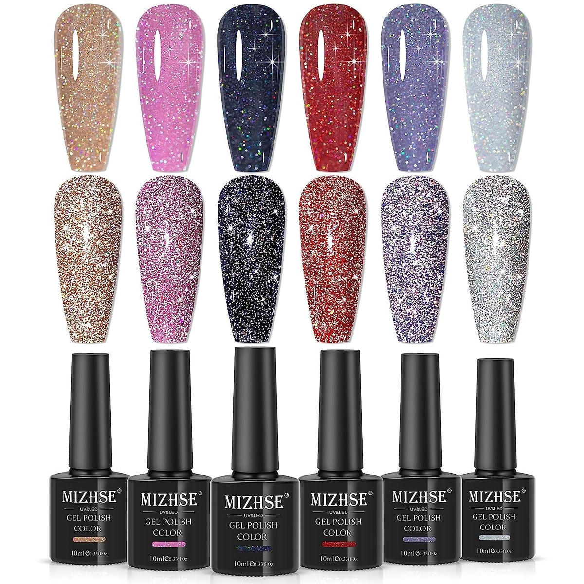 9D Cat Eye Gel Nail Polish, Magnetic Cat Eye Gel Polish Set, 10ml*6 with 2 Magnets, Classic Colors Chameleon Magic Galaxy Effect Soak off Nail Art - Sparkle Stunning Gel Polish Gift for Women