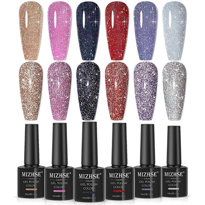 9D Cat Eye Gel Nail Polish, Magnetic Cat Eye Gel Polish Set, 10ml*6 with 2 Magnets, Classic Colors Chameleon Magic Galaxy Effect Soak off Nail Art - Sparkle Stunning Gel Polish Gift for Women