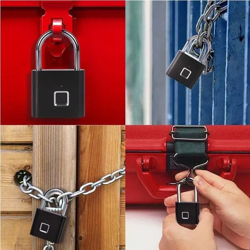 Fingerprint Padlock Smart Keyless USB Rechargeable Door Lock IP56 Waterproof USB Rechargeable-2/1PCS