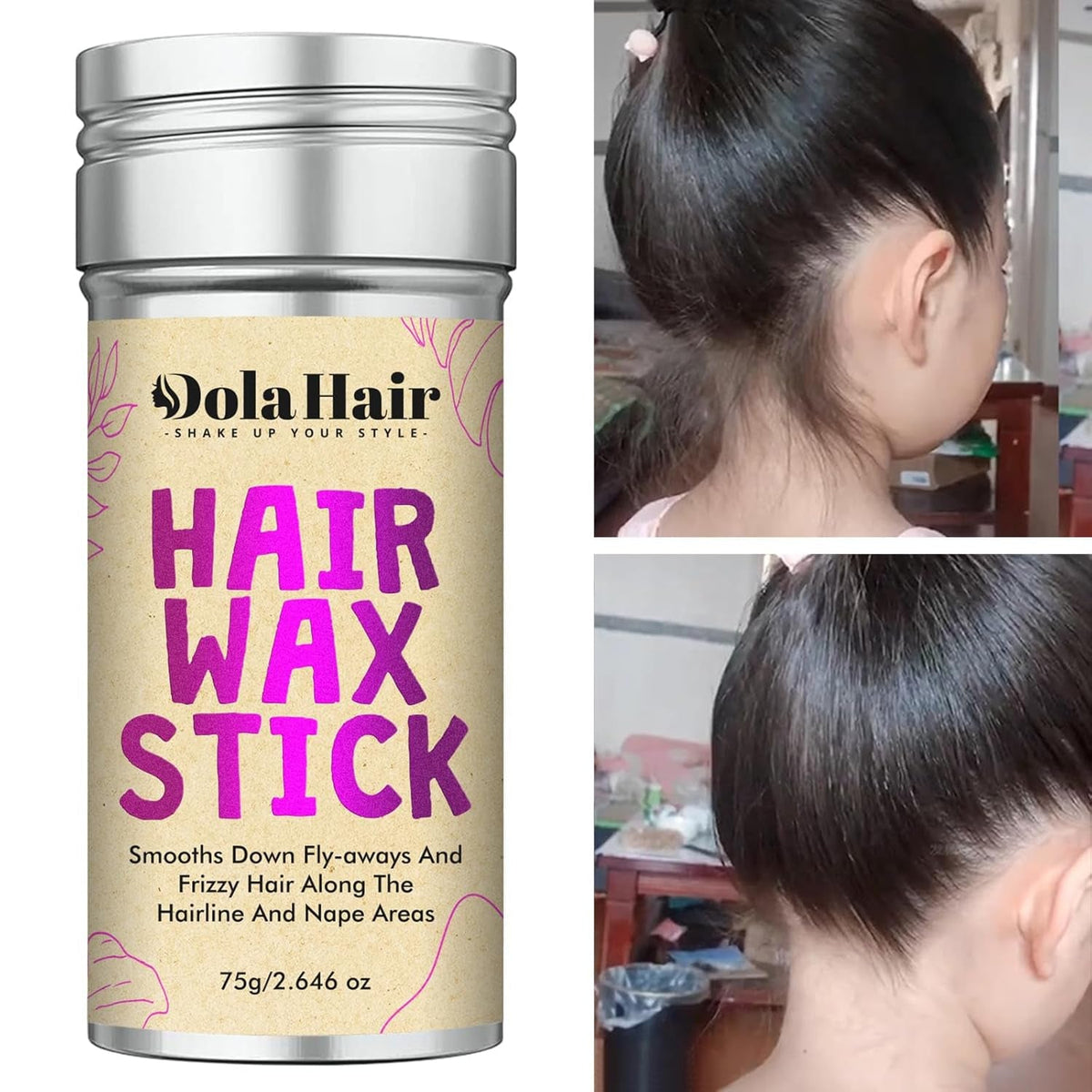 Hair Wax Stick - Flyaway Control and Styling Pomade for Kids, Women, and Men - Hair Bun Maker and Accessorie (1 Pack of Wax)