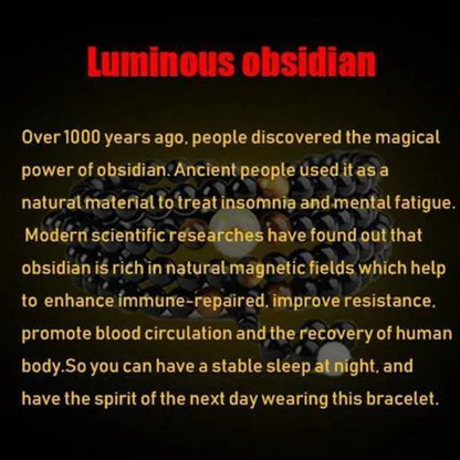 New Luminous Natural Stone Black Obsidian Healing Bracelet Weight Loss Unisex Slimmy Health Care Calming Bracelet