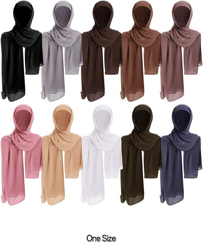 Women Muslim Long Khimar Ramadan Eid Prayer Garment Hijab Scarf Wrap Lightweight Chiffon Abaya Jilbab Islam Niqab