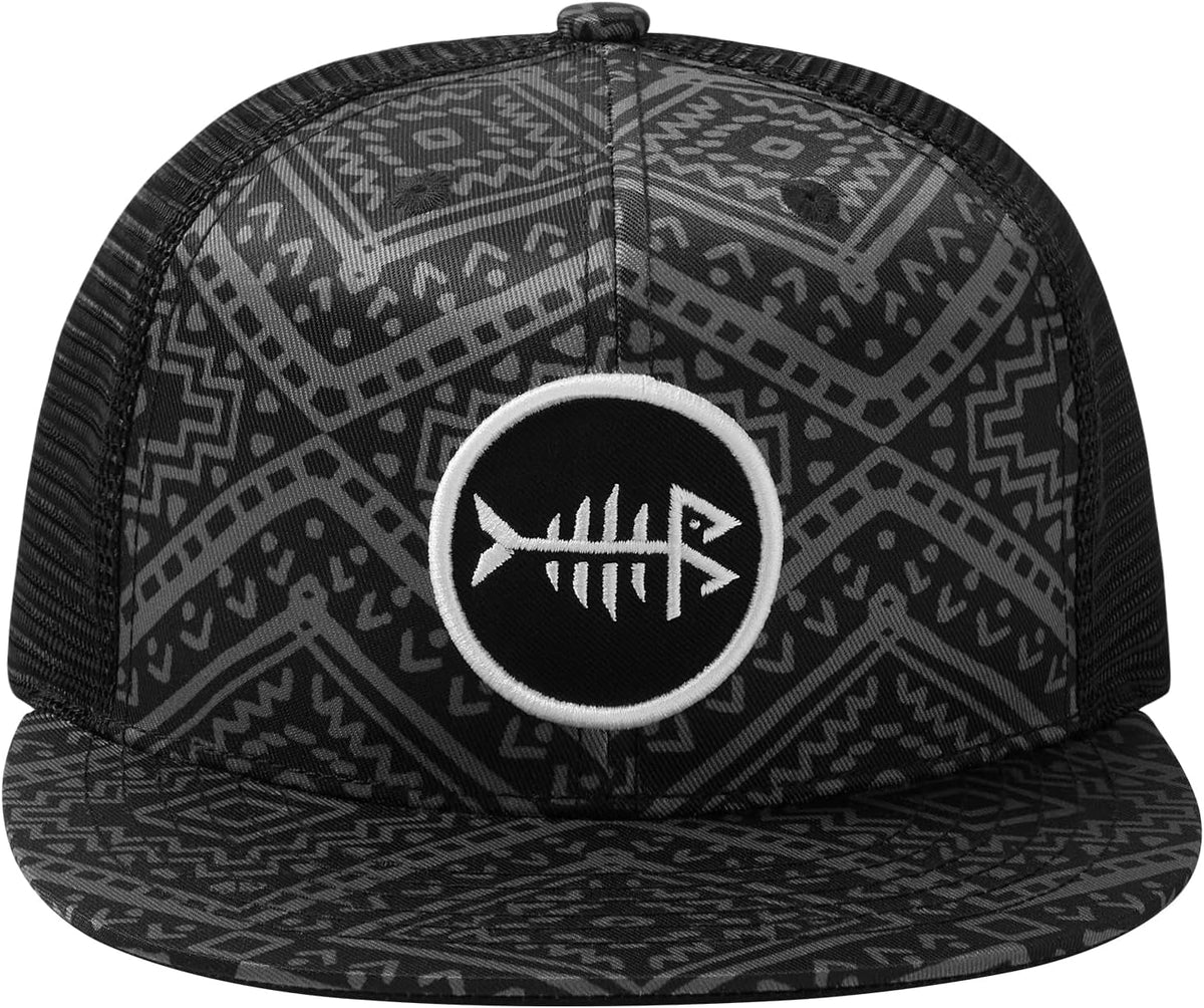 Flat Brim Trucker Cap Adjustable Snapback Hat Mesh Back for Men Women