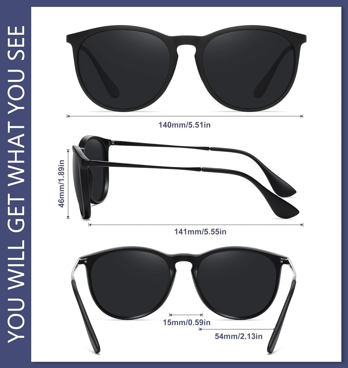 Retro Sunglasses Womens 2024 Trendy round Classic Glasses