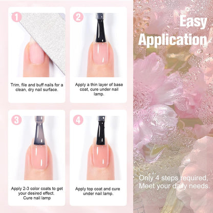 Jelly Pink Gel Nail Polish Set of 10 Colors Nude Gel Polish Kit UV LED Soak off Nail Polish Gel Home DIY Manicure Nail Art Salon Varnish