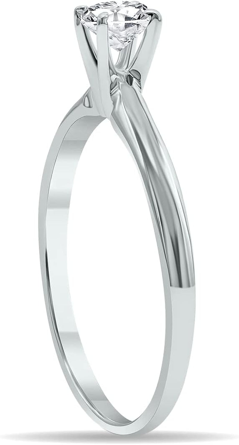 Certified 1/4 Carat - 1 Carat Diamond Solitaire Ring Available in 14K White Gold (J-K Color, I2-I3 Clarity)