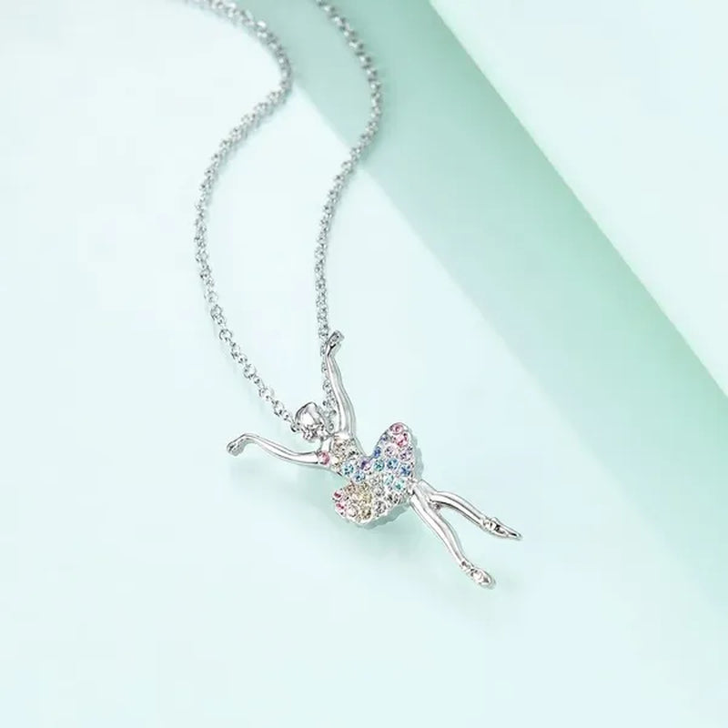 Elegant Fashion Creative Girl Necklace Ballet Sister Necklace Gift Suitable for Female Personality Creative Rainbow Dancer Dance Friendship Pendant Necklace Jewelry Suitable for Sister Friend Birthday Party Jewelry Anniversary Gift