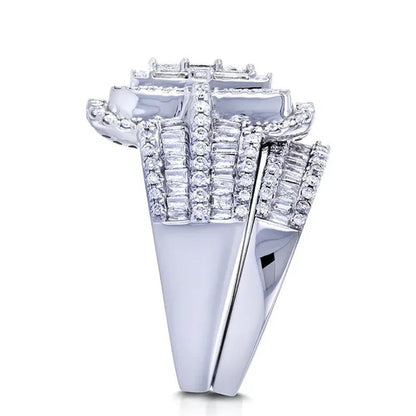 2pcs 100% Original 925 Silver Wedding Band Rings Princess Cut Zirconia Diamond Rings Set for Elegant Women Bridal Lover Rings Gifts Size5-11