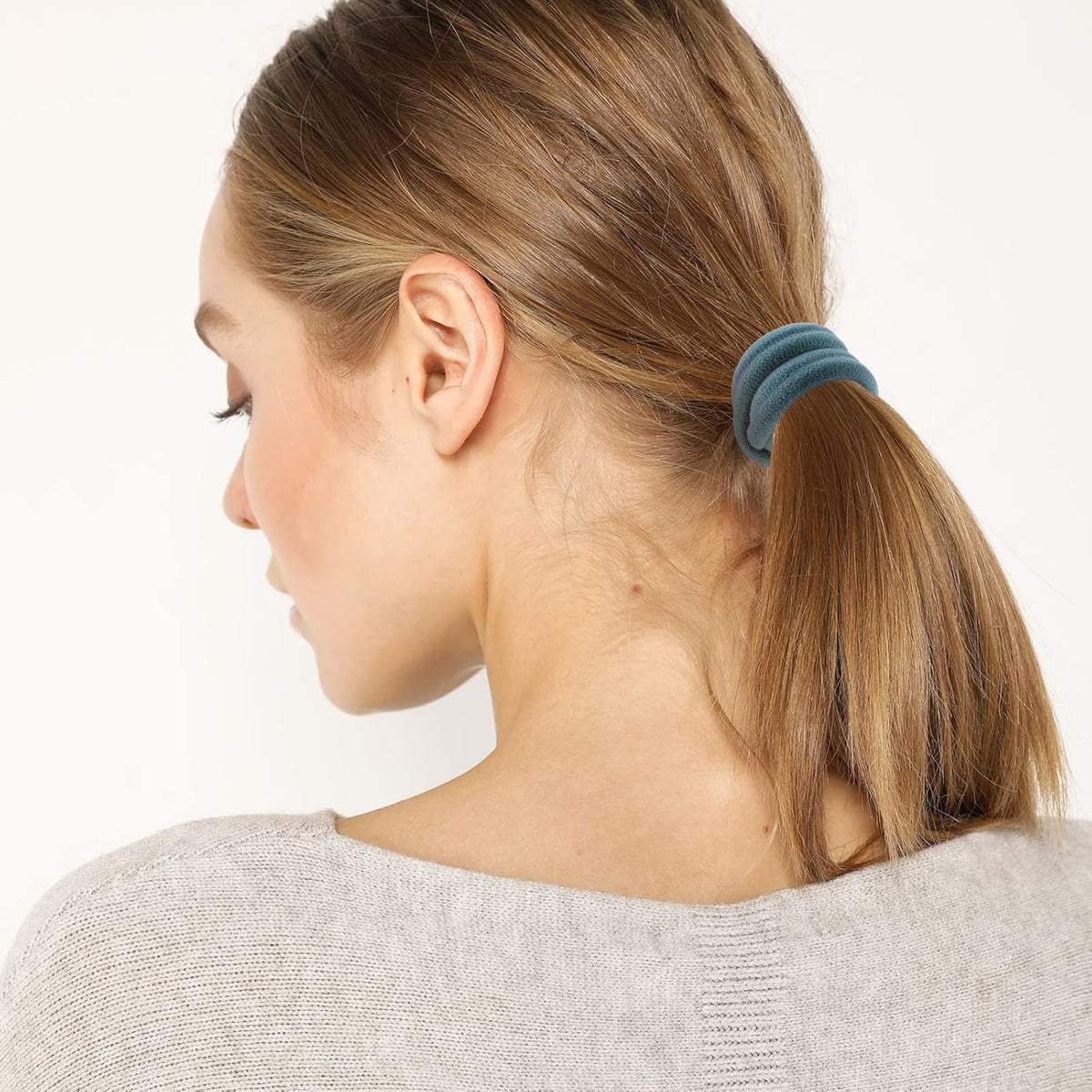 100 Pcs Thick Seamless Hair Ties, Ponytail Holders Hair Accessories No Damage for Thick Hair (Cool Colors)