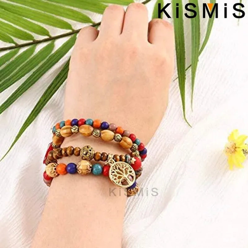 KISMIS 4Pcs/Set Exquisite Fashion Bohemian Bracelet Creative Women's Jewelry Silver Jewelry Tassel Multi Layer Jewelry Bracelet Fashion Jewelry 1 or 2 Sets Optional