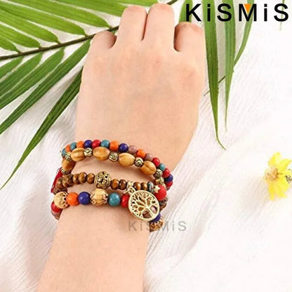 KISMIS 4Pcs/Set Exquisite Fashion Bohemian Bracelet Creative Women's Jewelry Silver Jewelry Tassel Multi Layer Jewelry Bracelet Fashion Jewelry 1 or 2 Sets Optional