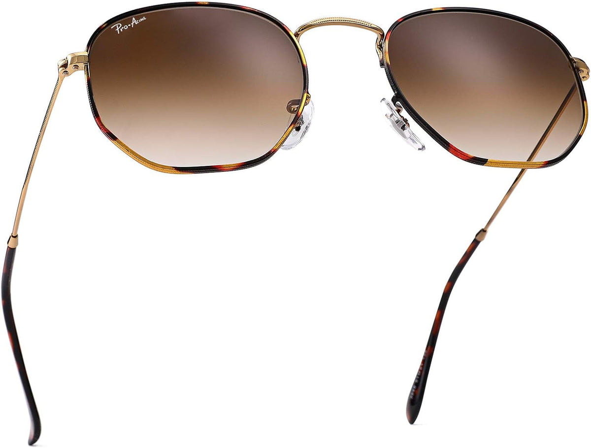 Small Square Sunglasses for Women Men 100% Real Glass Lens Hexagonal Frame