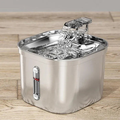 Stainless Steel Cat Fountain With Water Mark Automatic Cats Water Dispenser Filter Pet Cat Ultra Quiet Pump Water Foutain