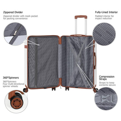 Catalina Waves Nested Hardside Luggage Set in White, 3 Piece - TSA Compliant