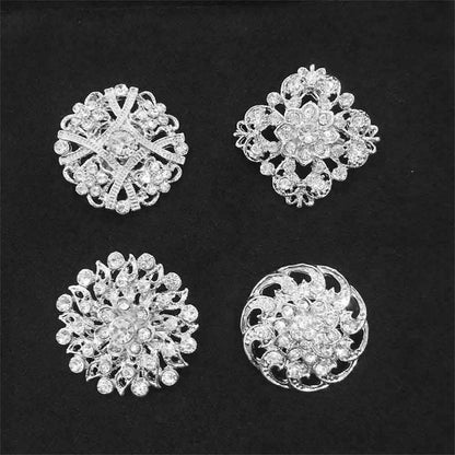 24Pcs Lot Rhinestone Crystal Flower Brooches Pin Set