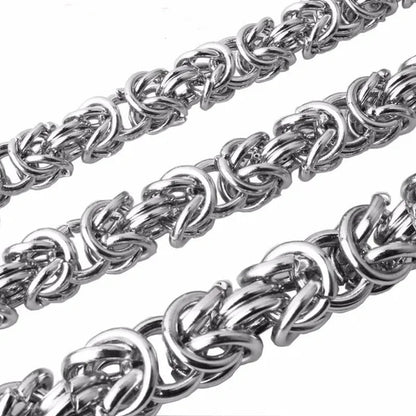 6mm 8mm 10mm Wide 16-32 Inches Custom Size Men's Cool Stainless Steel Silver Color Round Byzantine Chain Necklace