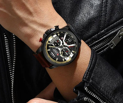 TOP SALE CURREN 8329 Mens Watches with Multi-function Quartz Chronograph Calendar Watch