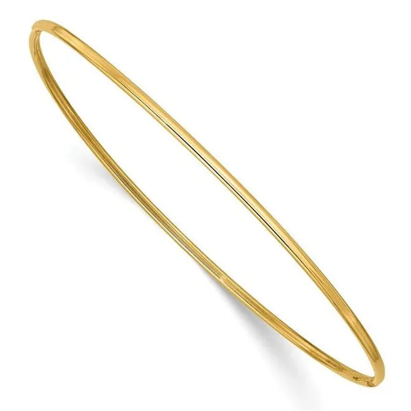 Finest Gold 1.5 mm 14K Yellow Gold Slip-on Bangle Bracelet