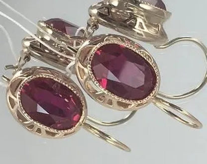 New Fashion 1 Pair Exquisite 1.25ct Round Cut Garnet Ruby Stud Earrings Casual 18 K Yellow Gold Earrings Banquet Jewelry Earrings for Women