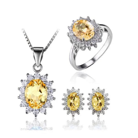 Majesty Diamonds MDS170199 4.8 CTW Oval Yellow Citrine Pendant Set in .925 Sterling Silver - Size 7