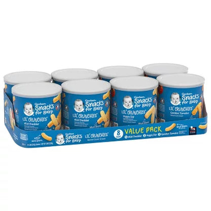 Gerber Lil' Crunchies Baked Grain Snack, Variety Pack 1.48 Oz., 8 Ct.