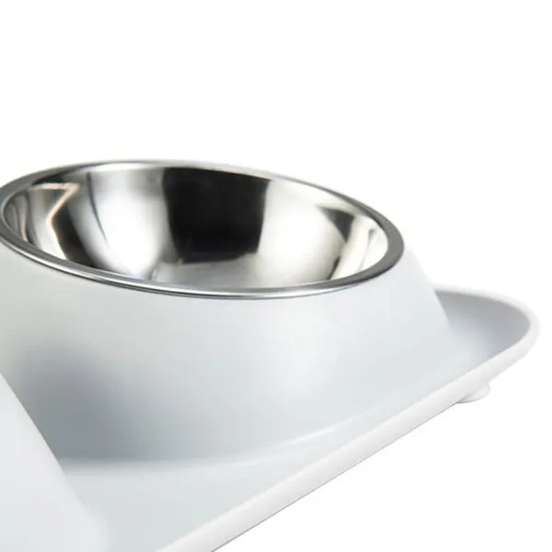 Double Dog Bowls Pet Cat Feeding Stainless Steel Water Food Bowls Feeder Tilted Elevated Cat Bowl Dispenser Pet Accessories