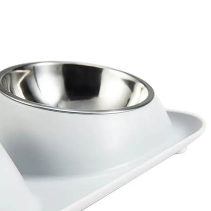 Double Dog Bowls Pet Cat Feeding Stainless Steel Water Food Bowls Feeder Tilted Elevated Cat Bowl Dispenser Pet Accessories