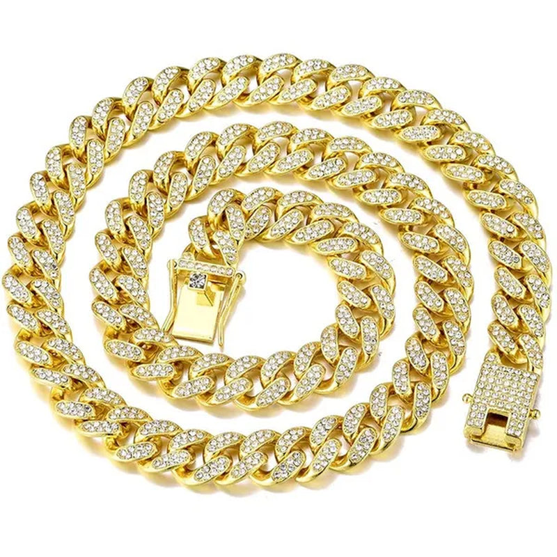 Fashion Hip Hop Iced Out Diamond Full Miami Curb Cuban Chain CZ Bling Rapper Necklaces for Women Men Jewelry