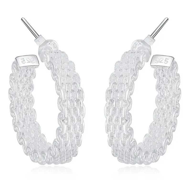 Fashion 925 Sterling Silver Earring for Women Round Stud Earring Christmas Gift Party Wedding Jewelry Gifts