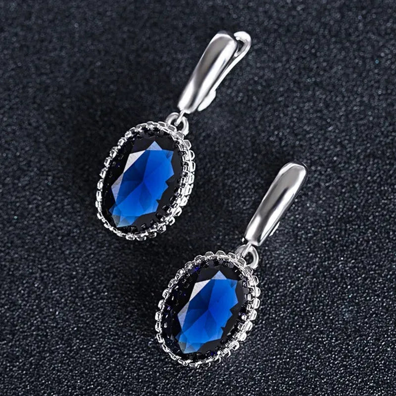 Luxury Earrings Attractive Silver Huge Purple Amethyst  Engagement Wedding Earrings