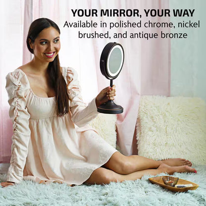 5.3 In. X 12.8 In. Tabletop Makeup Mirror in Antique Bronze