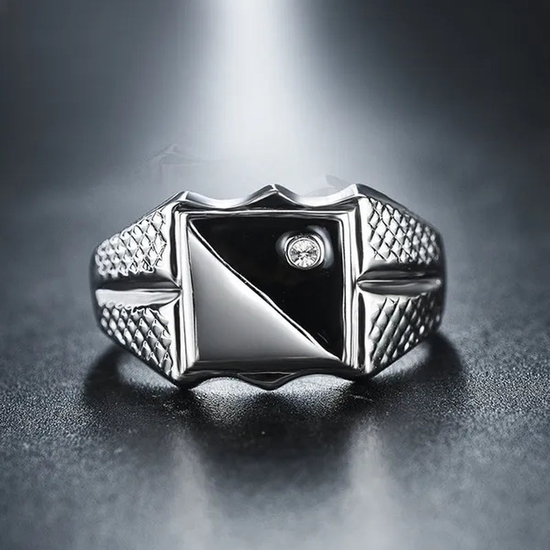 Men Exquiste 925 Sterling Silver Black and White Diamond Rings