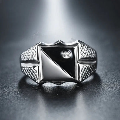 Men Exquiste 925 Sterling Silver Black and White Diamond Rings