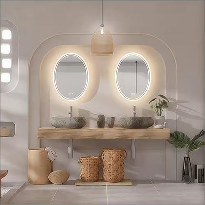 24 In. W X 32 In. H Large Oval Frameless Anti-Fog Backlit 3500-6500K Dimmable LED Wall Bathroom Vanity Mirror Hotel Spa