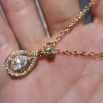 Women'S Fashion Water Drop Diamond White Sapphire Pendant Necklace Women Jewelry Gifts