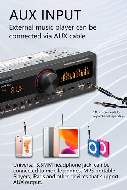 Hikity 1DIN In-Dash Car Radios Stereo Car MP3 Player Autoradio Bluetooth 12V Car Audio Music Support USB/SD/AUX-IN/AM/FM with Remote Control + Locate and Find the Car Function