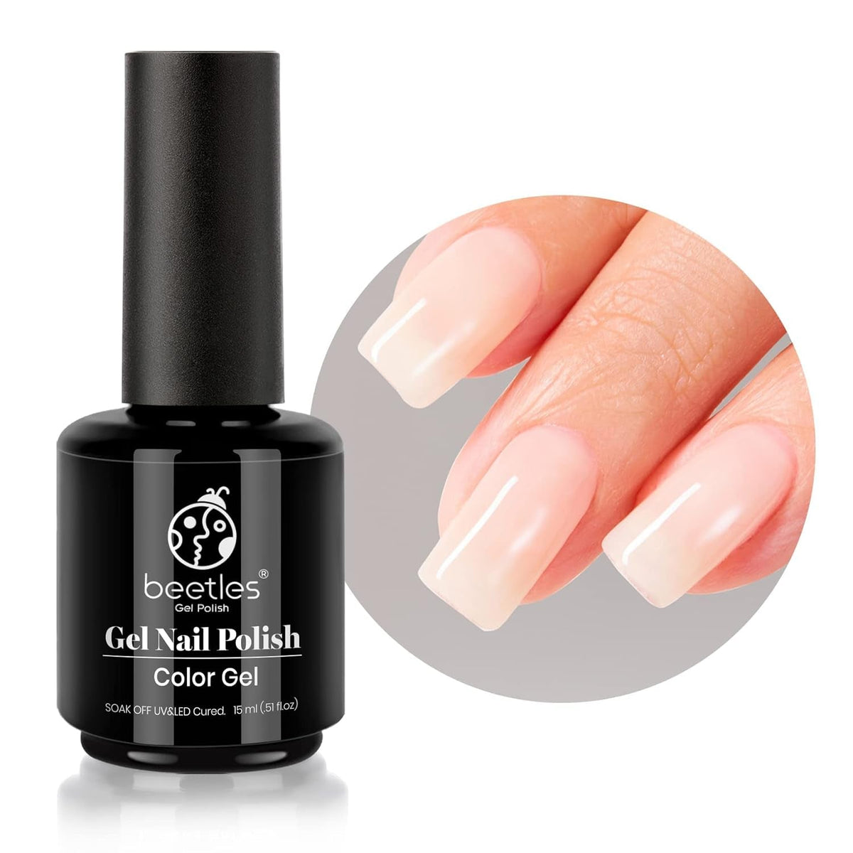 Beetles Neutral Gel Nail Polish 15ml Nude Pink Polish Set Pink Jelly Soak Off U V LED Nail Lamp Translucent Nail Art Gel