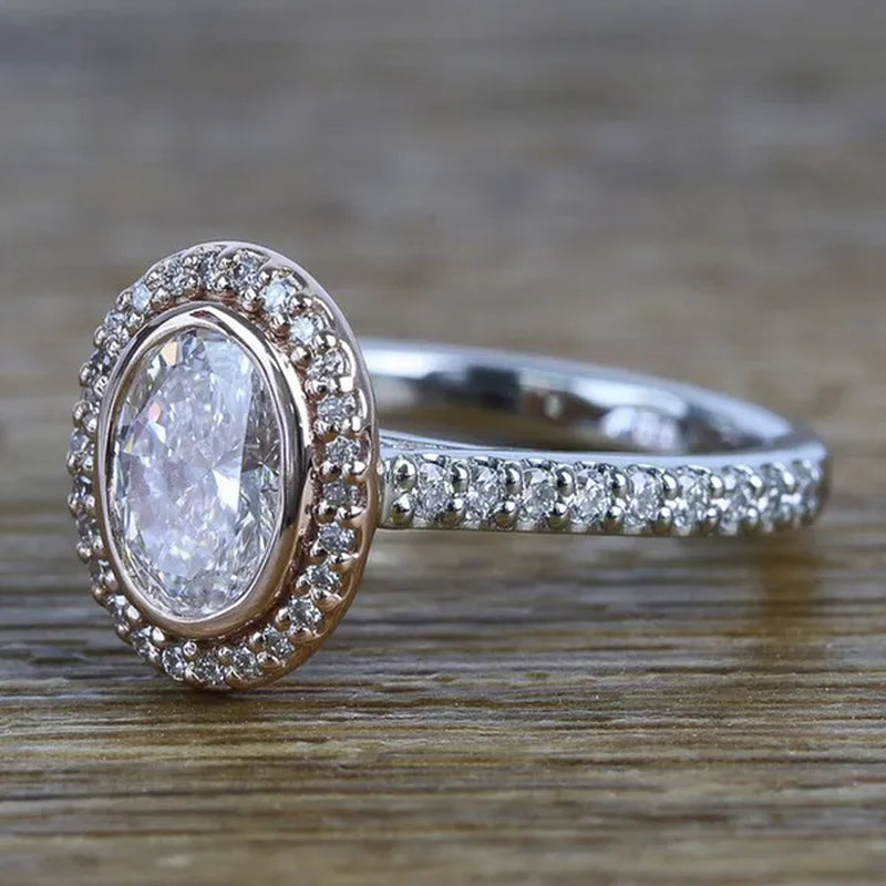 Fashion Jewelry Fashion Jewelry Gold-Plated Ellipse White Sapphire Zircon AAA Wedding Ring Size 6-10