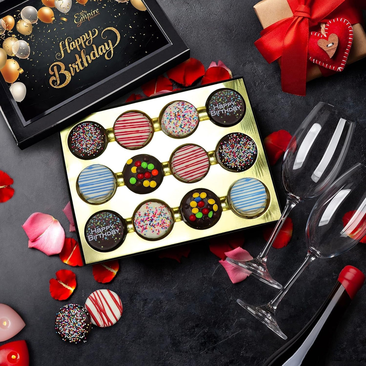 Birthday Cookies Gift Basket for Men and Women – Gourmet Chocolate Cookies, Happy Birthday Treats for Food Gifts by , 12 Count Chocolate Gift Box