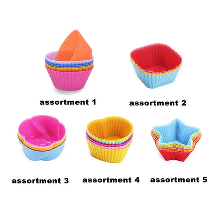 3/6/12/18/24pcs New Silicone Muffin Cake Cups for Kitchen Baking Circular Shape Square Shape Star Rose Pudding Cake Cup Creative Heart Shaped Rice Cake Cup Baking for Cupcakes and Muffin Bakeware Silicone Mold