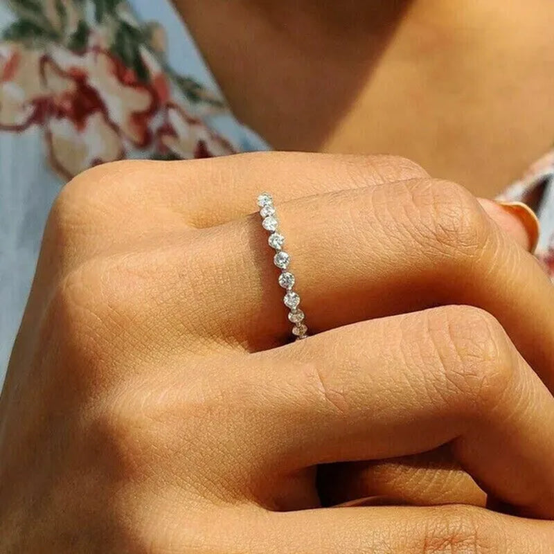 Fashion Bride Jewelry Luxury 925 Sterling Silver Ring Full Eternal Moissanite Diamond Rings for Women Proposal Wedding Engagement Anniversary Party Band Gift