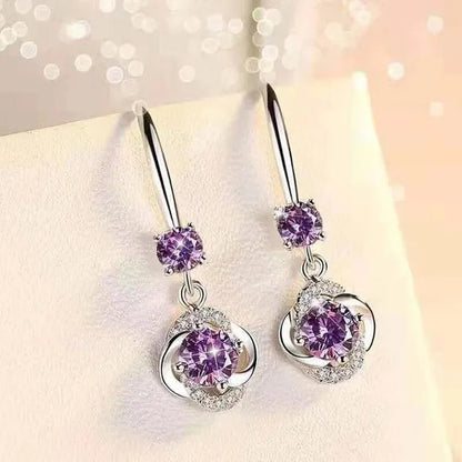Female Fashion S925 Silver Earrings Ladies Temperament Earrings Water Drop Long Earrings Engagement Earrings Diamond Earrings