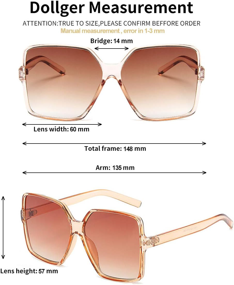 Oversized Square Sunglasses for Women Big Large Wide Fashion Shades for Men 100% UV Protection Unisex