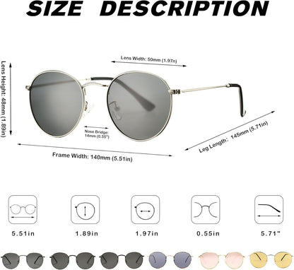 Small round Metal Polarized Sunglasses for Women Retro Designer Style