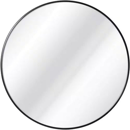 30 In. W X 30 In. H round Framed Wall Mount Bathroom Vanity Mirror in Black
