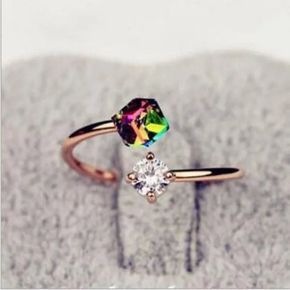 Valentine's Day Gift Fancy Diamond Rose Gold Retro Zircon Ring Korean Fashion Trendy Female Jewelry