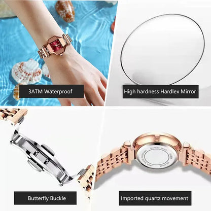 POEDAGAR Rose Gold Fashion Women Watch Stainless Stain Waterproof Ladies Quartz Watches Luxury Female Wristwatch