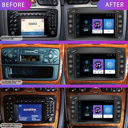 AMPRIME Android 11 GPS +Wifi+Fm/Rds +BT Car Radio Stereo 2 Din 7'' HD Touch Screen Car MP5 Player Autoradio for Para Mercedes-Benz/Clk/W209/E-W210/Clase C/W203/Slk/W170/Clk/C208/W208/M/Ml/W168/G/W463/Viano/W639/Vito/W639/
